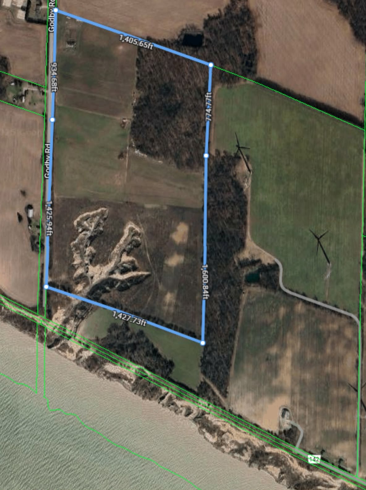 Aerial view of land in Dunnville